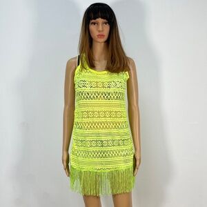 Neon Yellow Crochet Swim Coverup